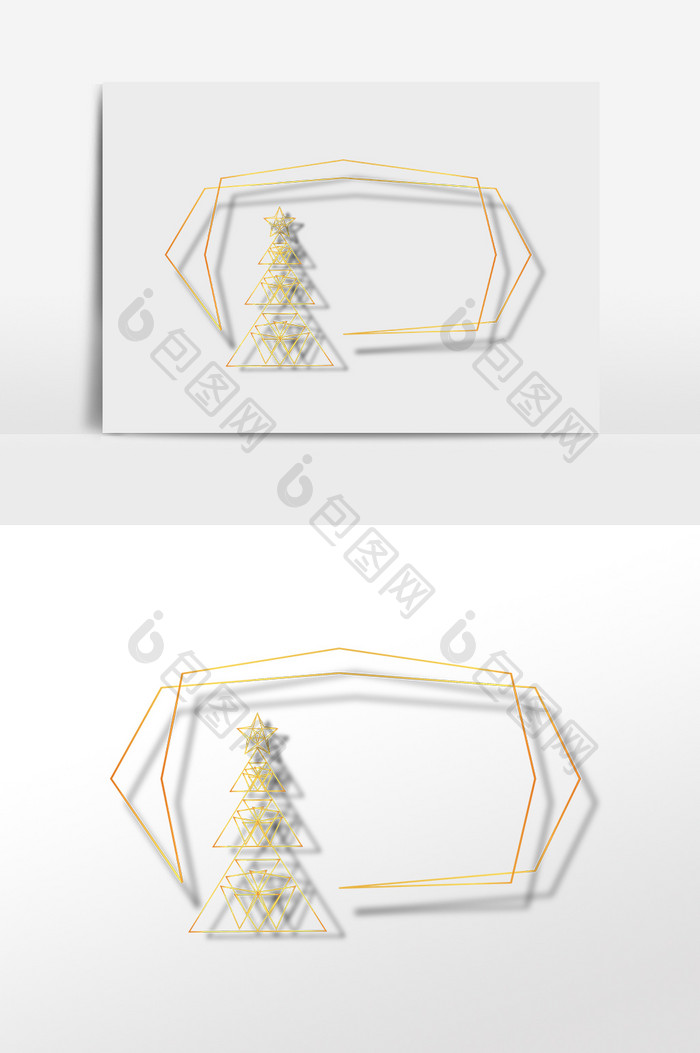 金线圣诞节圣诞树线框