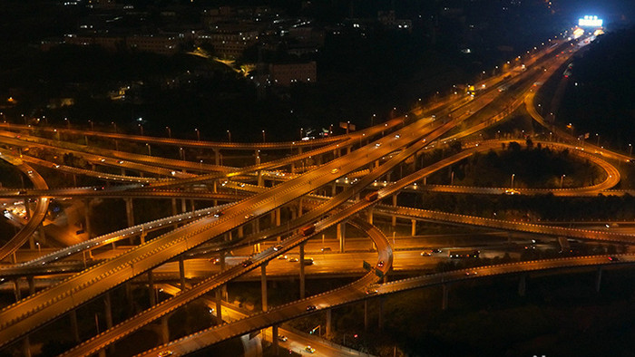 重庆网红盘龙立交夜景全景实拍