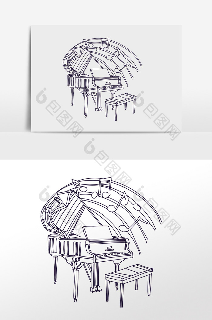 线描乐队表演钢琴