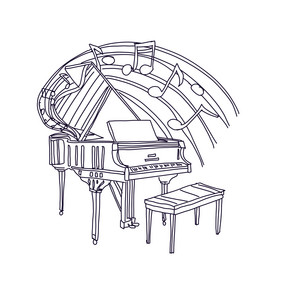 线描乐队表演钢琴