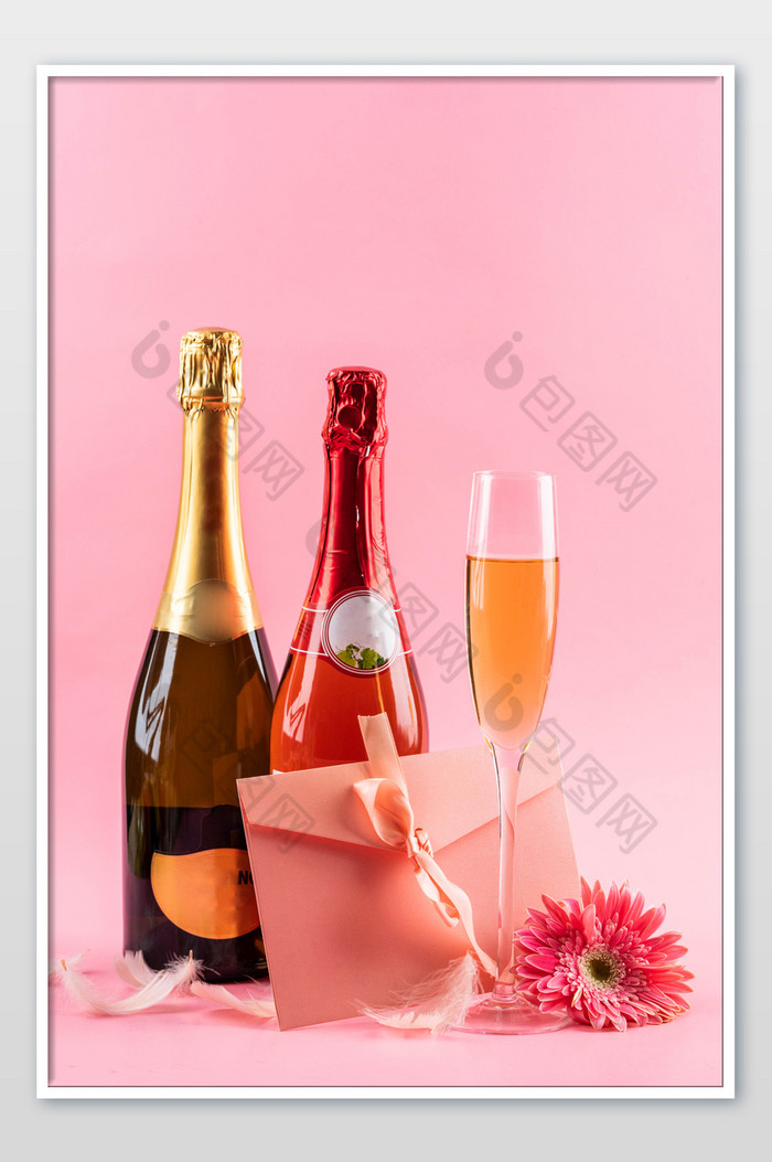 香槟酒和贺卡摄影图图片图片