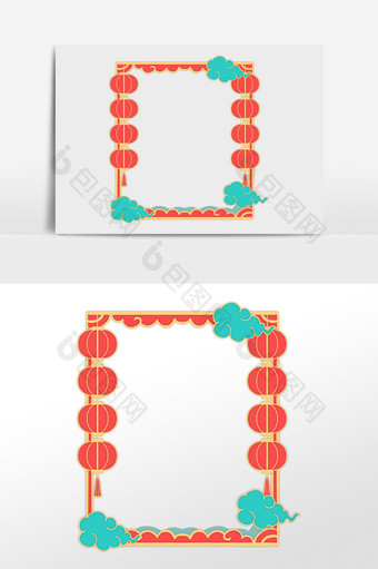 春节祥云灯笼装饰边框图片