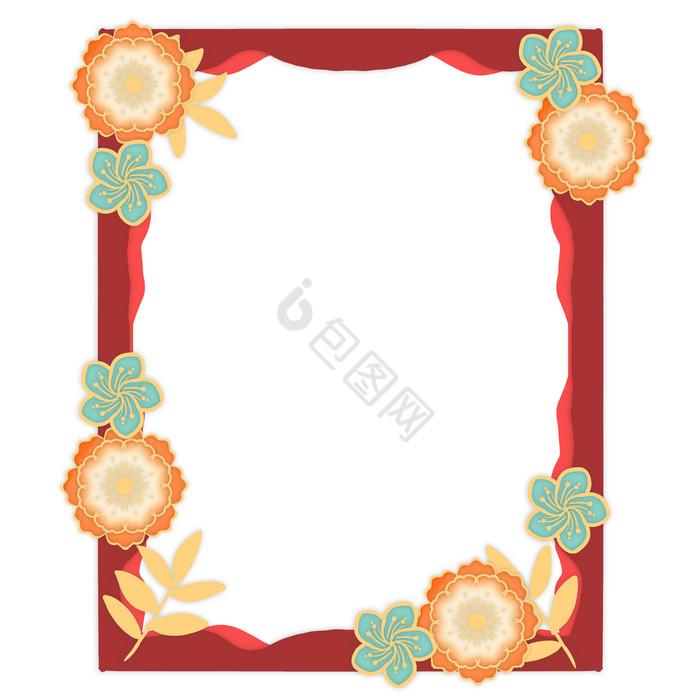 新年春节花朵边框图片