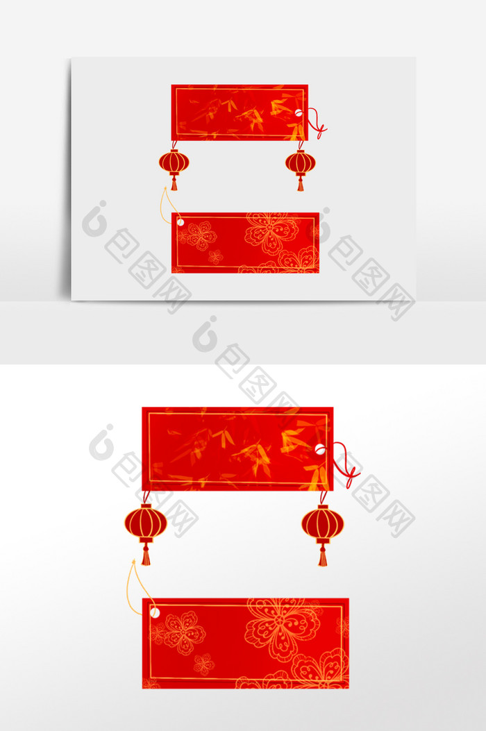 新年春节红色灯笼标题框