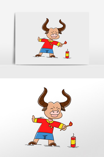 放鞭炮小牛图片