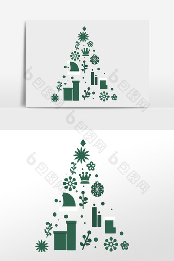 圣诞节绿色圣诞树装饰图片