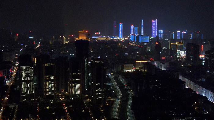 航拍东莞城市夜景