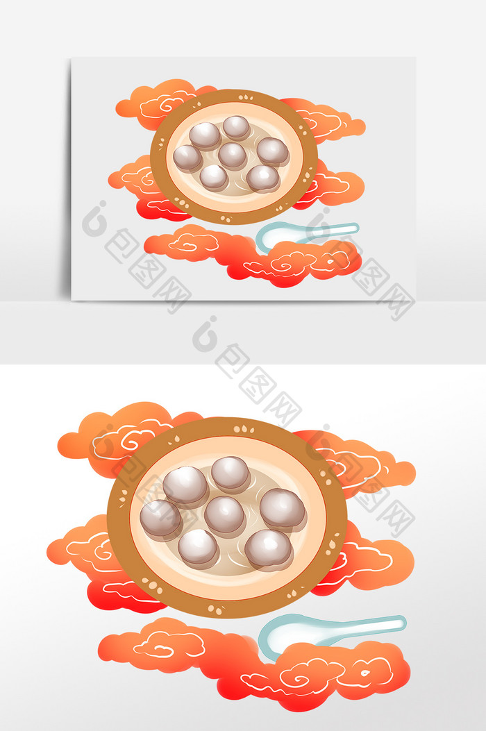 国潮风元宵节汤圆