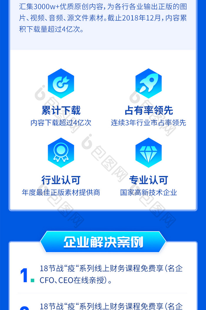 蓝色企业商务疫情后解决直播课H5信息长图