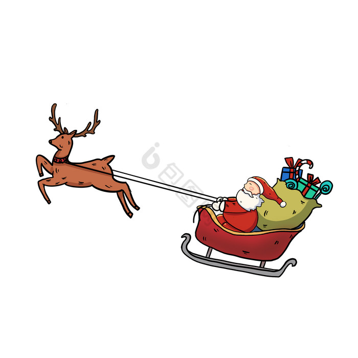 圣诞节滑雪车圣诞老人