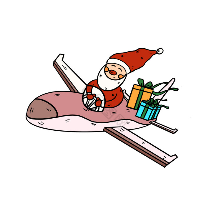 开飞机送礼物圣诞老人图片