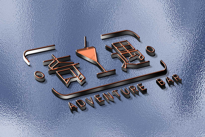 银色纹理上金属浮雕效果logo图片
