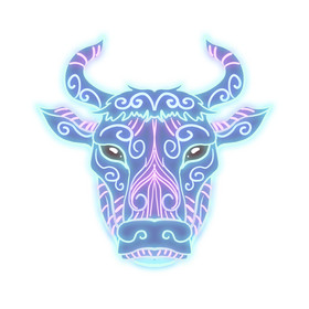 彩色炫彩牛年牛头图片