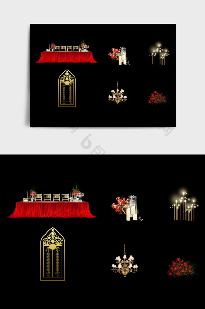 红金色金属中式风格婚礼元素图片图片