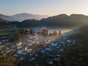 航拍婺源石城全景摄影图片