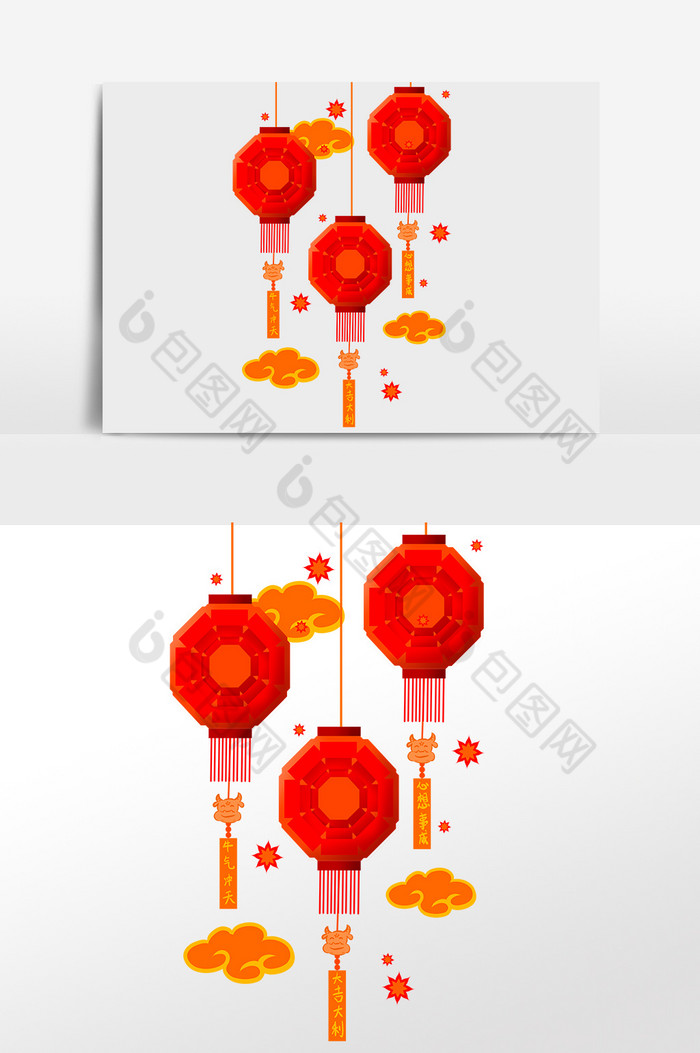 新年春节悬挂红灯笼图片图片