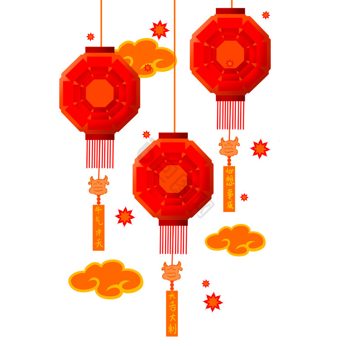 新年春节悬挂红灯笼图片