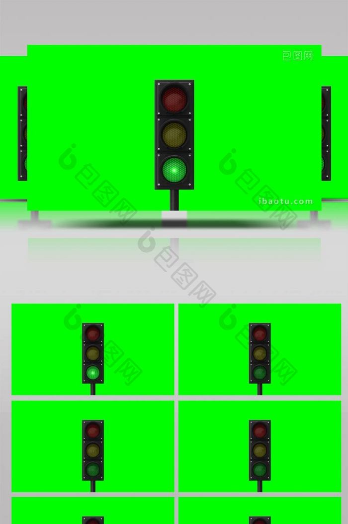 红绿灯指示牌展示闪烁亮起合成视频