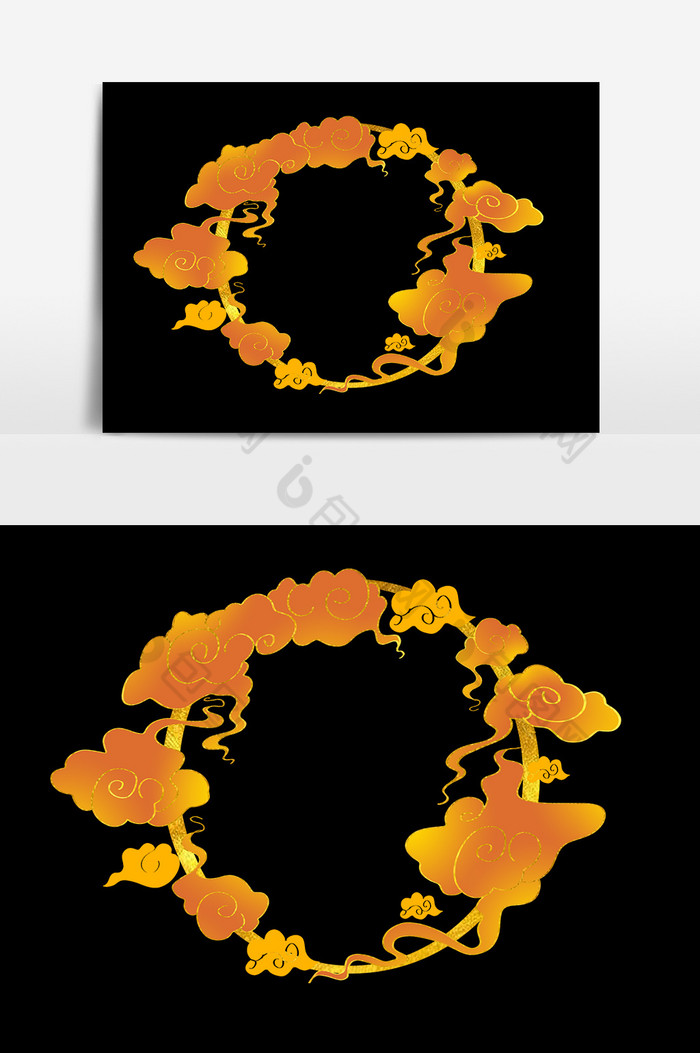金色祥云流云云彩边框图片图片