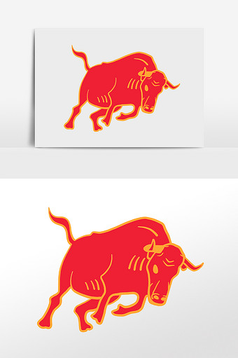 新年牛年喜庆斗牛红牛