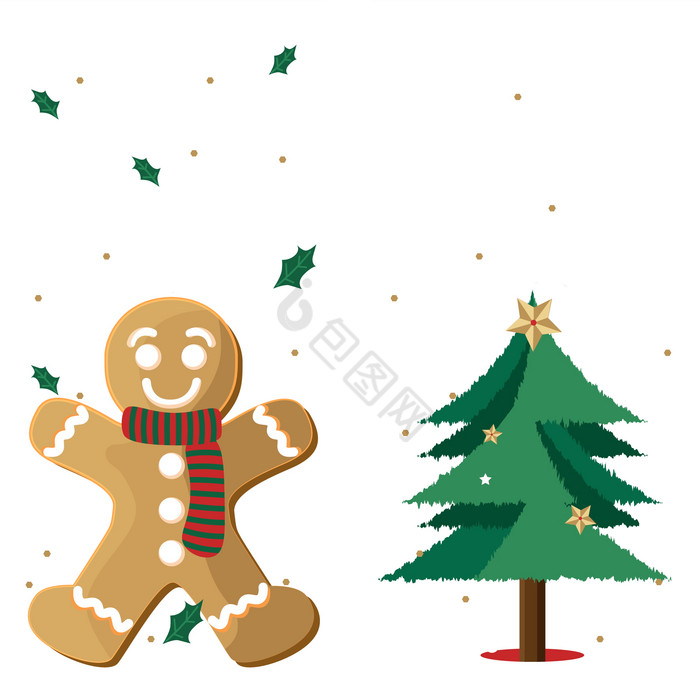 圣诞节圣诞树姜饼人图片