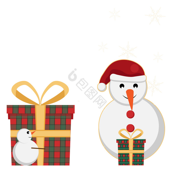 圣诞节礼物盒雪人图片
