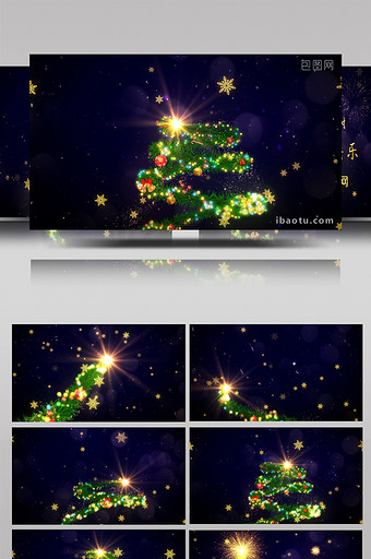 发光粒子圣诞树动画演绎节日庆祝AE模板图片