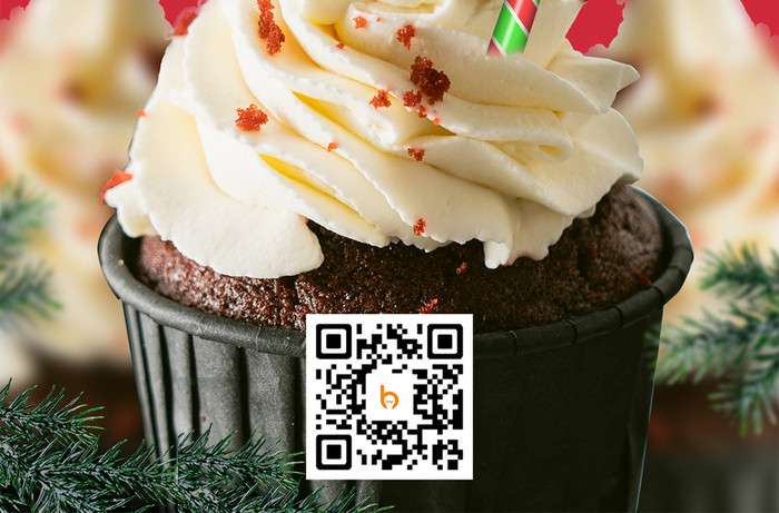 红色清新圣诞节甜品蛋糕促销手机配图