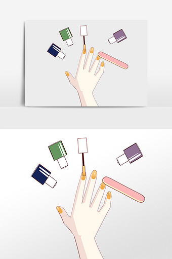 卡通美甲店美甲涂甲油