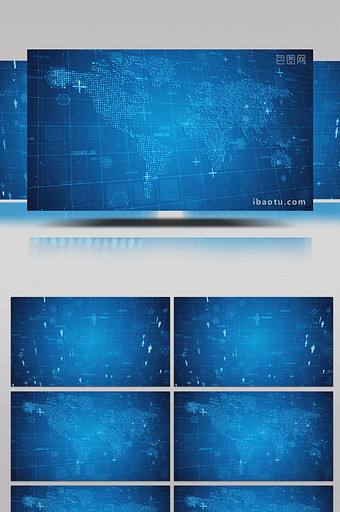 蓝色科技世界地图数据高清背景视频图片