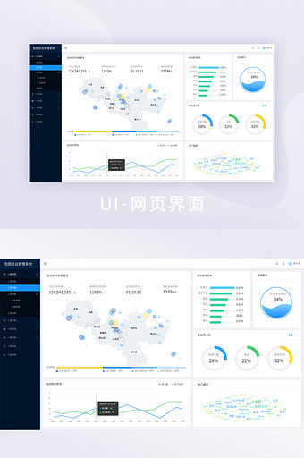 浅色简约后台功能分析UI网页界面图片