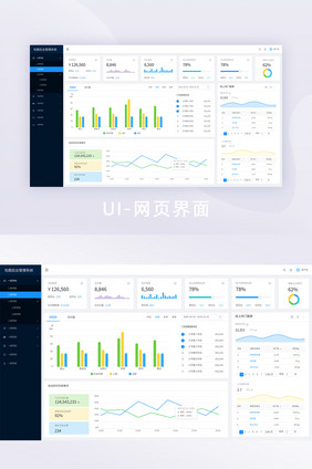 白色简约后台数据智能监控UI网页界面