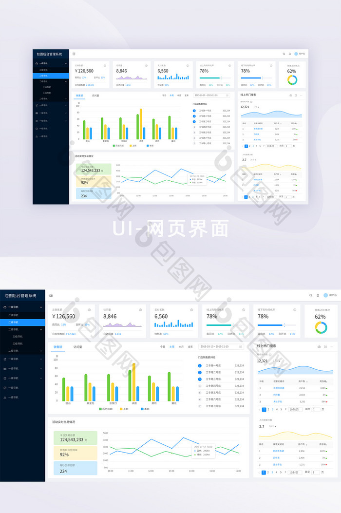 白色简约后台数据智能监控UI网页界面