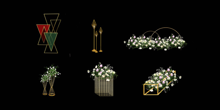花艺烛台装饰婚礼效果图元素图片