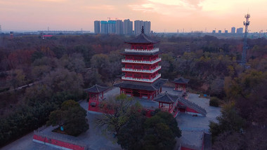 航拍山西鹳雀楼中国风传统建筑