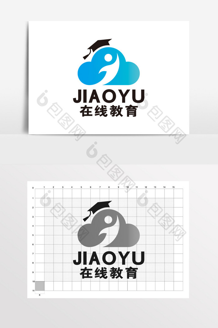 在线教育辅导云教育网平台logo标志VI