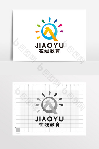 在线教育辅导早教太阳logo标志VI图片