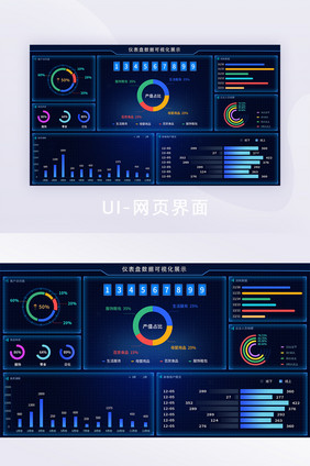 深色大气数据可视化后台网页数据展示UI图
