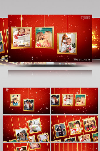 雪花照片悬挂圣诞树动画祝福贺卡PR模板图片