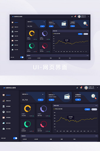 企业深色后台系统数据管理可视化网页图片