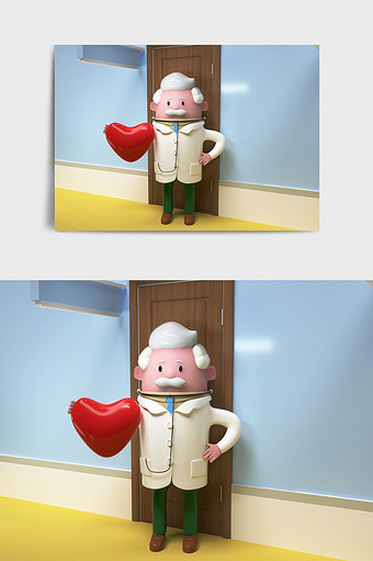 个性定制c4d卡通风格男性医生ip形象