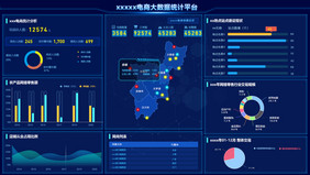 蓝色科技大数据电商数据可视化大屏界面动效
