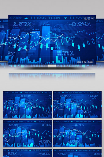 4K证券交易金融数据分析图表循环视频素材图片