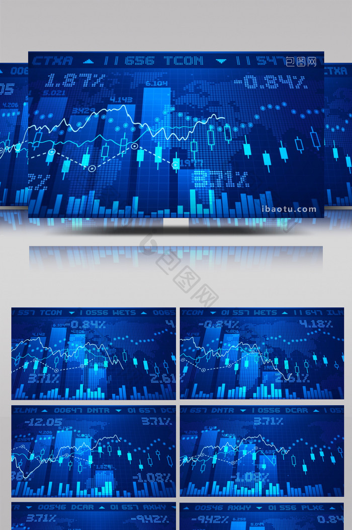 4K证券交易金融数据分析图表循环视频素材