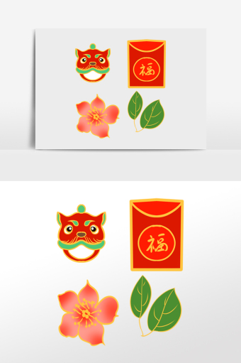 新年国潮狮子头红包剪纸