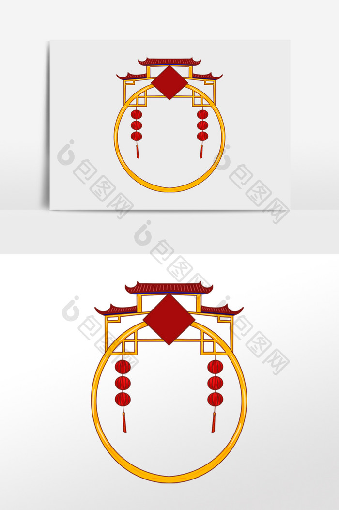 新年中式门楼边框