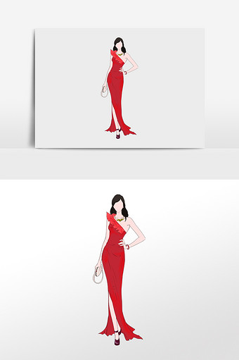 卡通时装周时尚模特