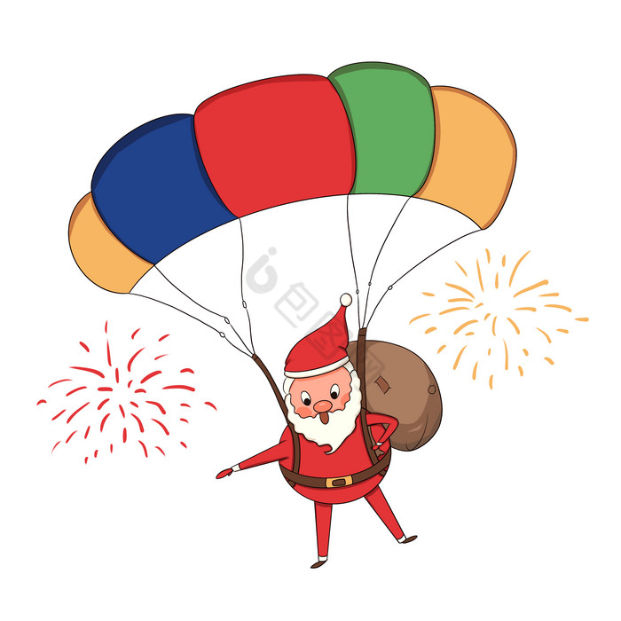 降落伞送礼物圣诞老人图片