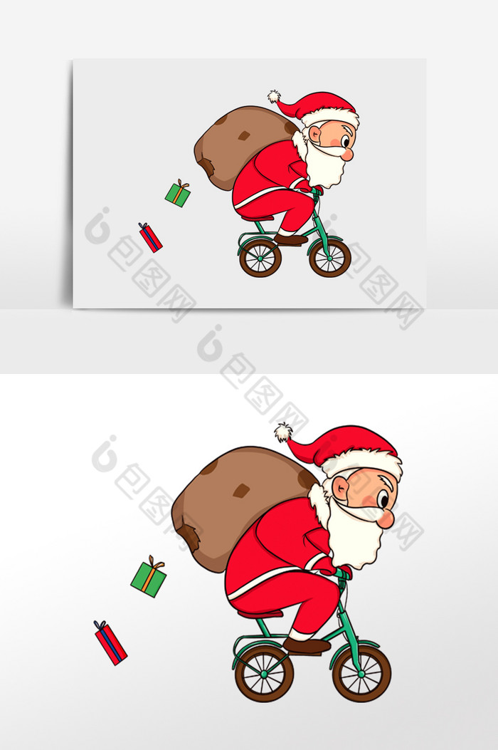 骑车送礼物圣诞老人图片图片