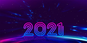 蓝紫色渐变光效2021新年元旦背景图